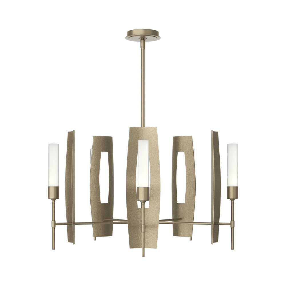 Passage Circular Pendant Light in Soft Gold/Frosted Glass.