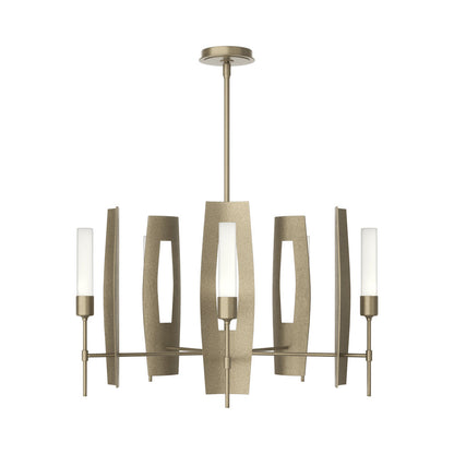 Passage Circular Pendant Light in Soft Gold/Frosted Glass.