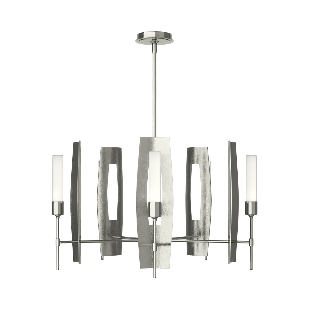 Passage Circular Pendant Light in Sterling/Frosted Glass.