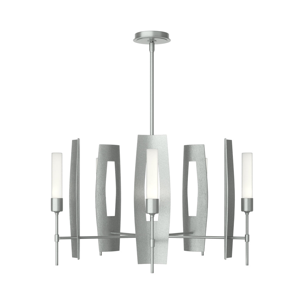 Passage Circular Pendant Light in Vintage Platinum/Frosted Glass.
