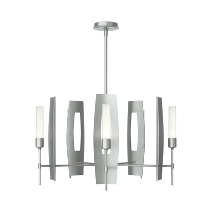Passage Circular Pendant Light in Vintage Platinum/Frosted Glass.
