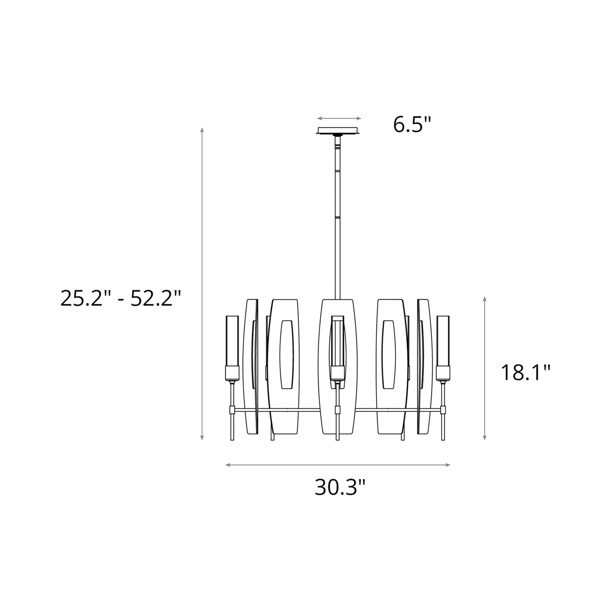 Passage Circular Pendant Light - line drawing.