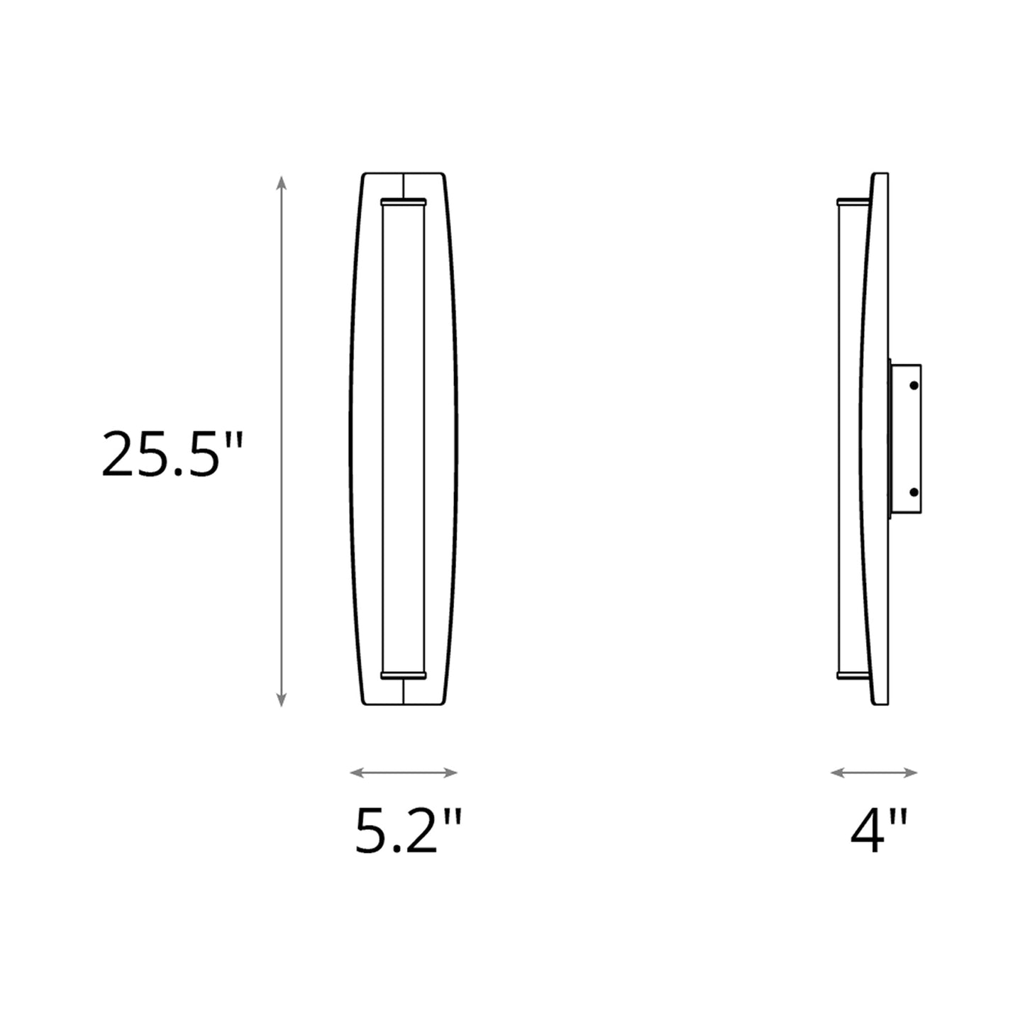 Passage LED Bath Wall Light - line drawing.