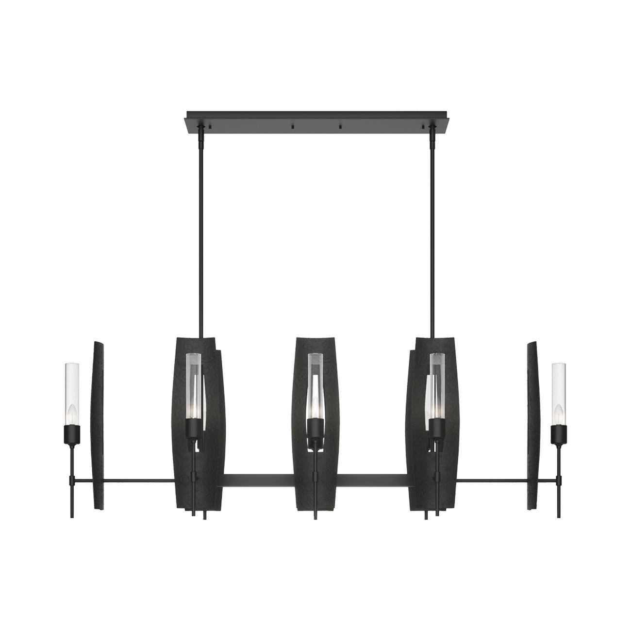 Passage Linear Pendant Light in Black/Clear Glass.