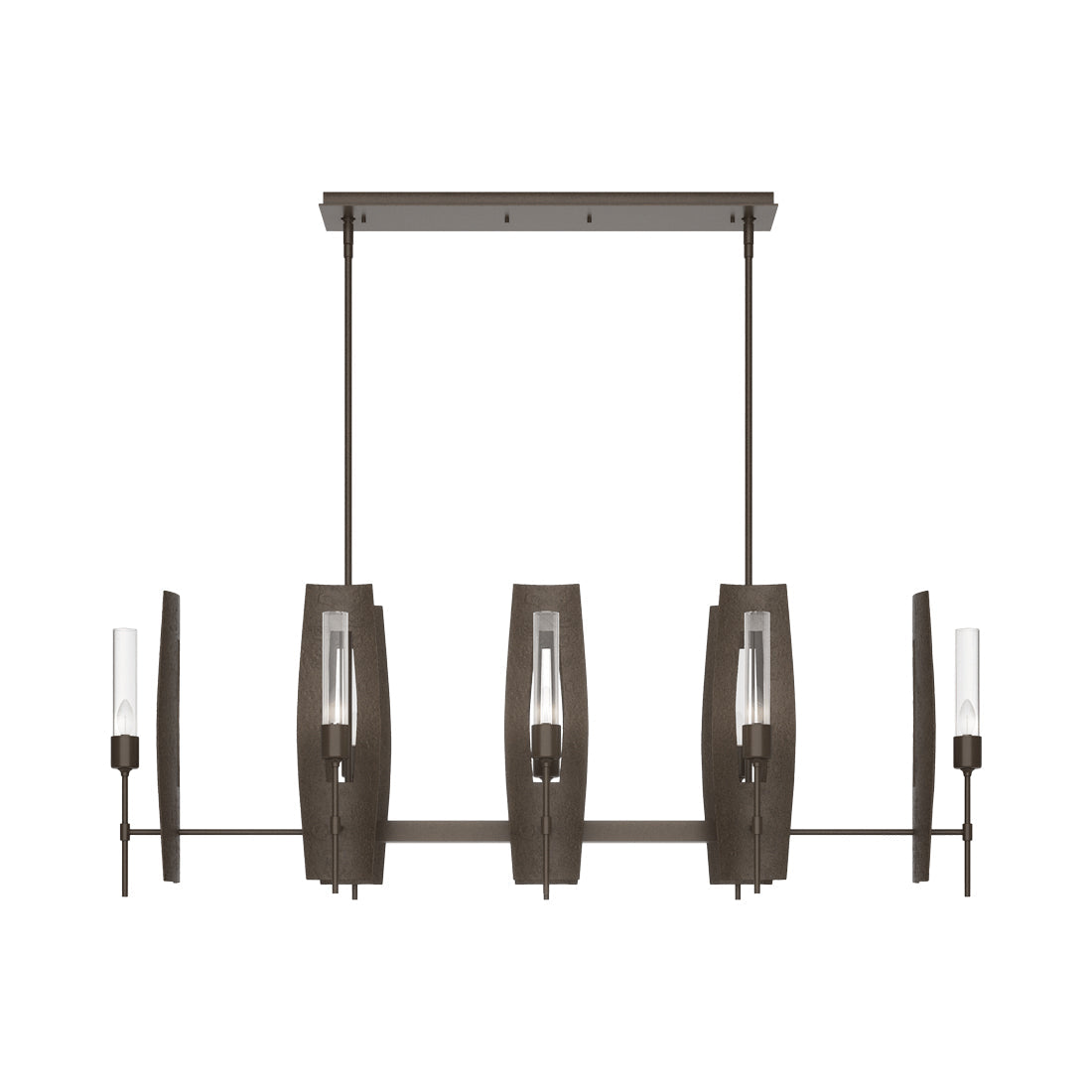 Passage Linear Pendant Light in Bronze/Clear Glass.