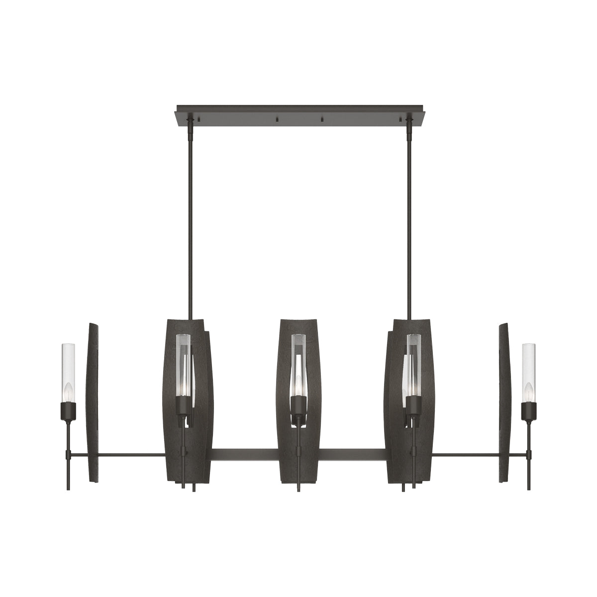 Passage Linear Pendant Light in Dark Smoke/Clear Glass.