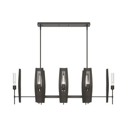 Passage Linear Pendant Light in Dark Smoke/Clear Glass.