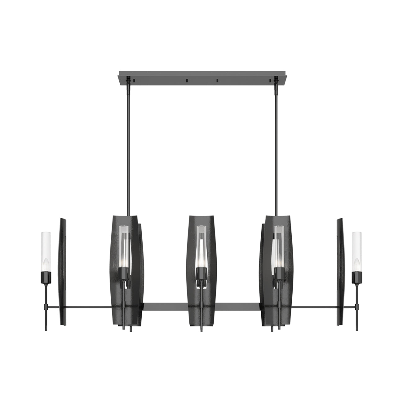 Passage Linear Pendant Light in Ink/Clear Glass.