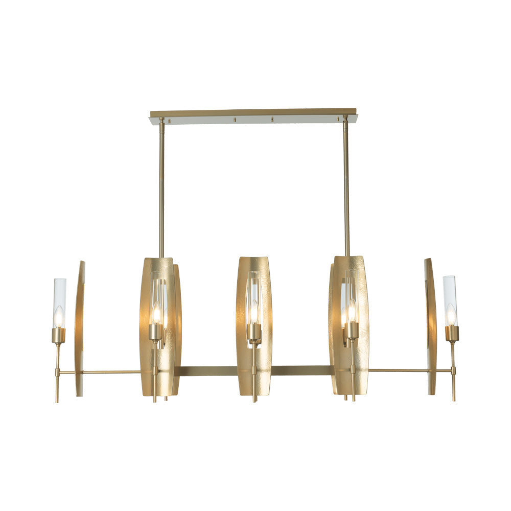 Passage Linear Pendant Light in Modern Brass/Clear Glass.