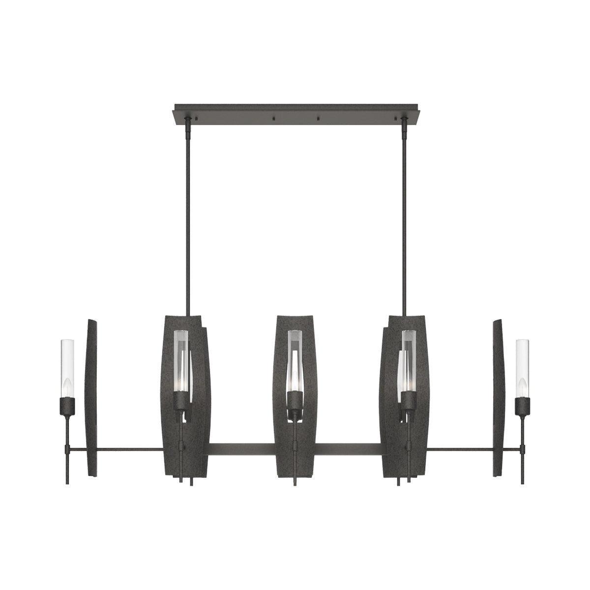 Passage Linear Pendant Light in Natural Iron/Clear Glass.