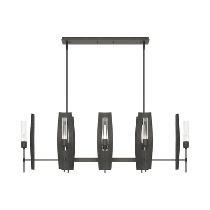 Passage Linear Pendant Light in Natural Iron/Clear Glass.