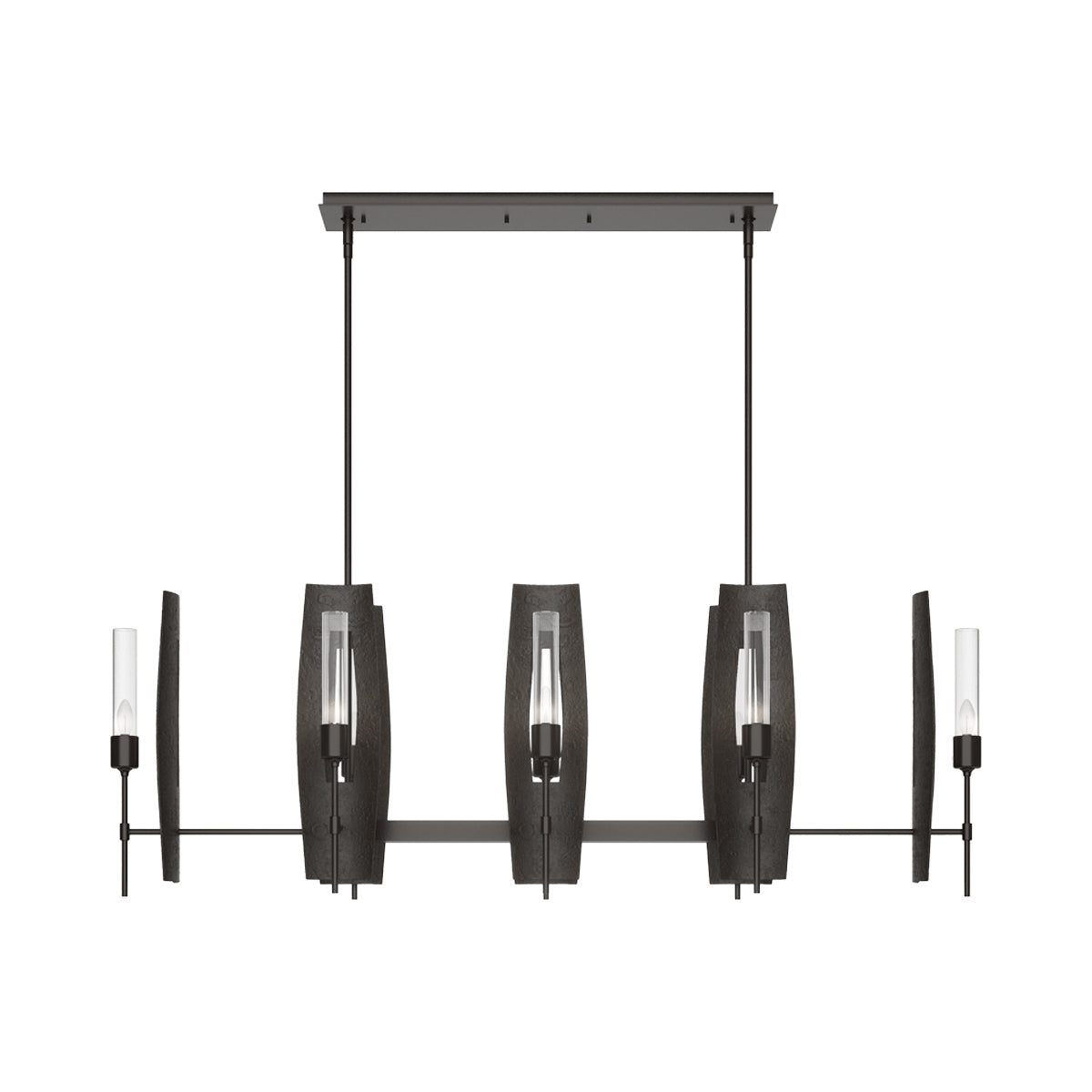 Passage Linear Pendant Light in Oil Rubbed Bronze/Clear Glass.