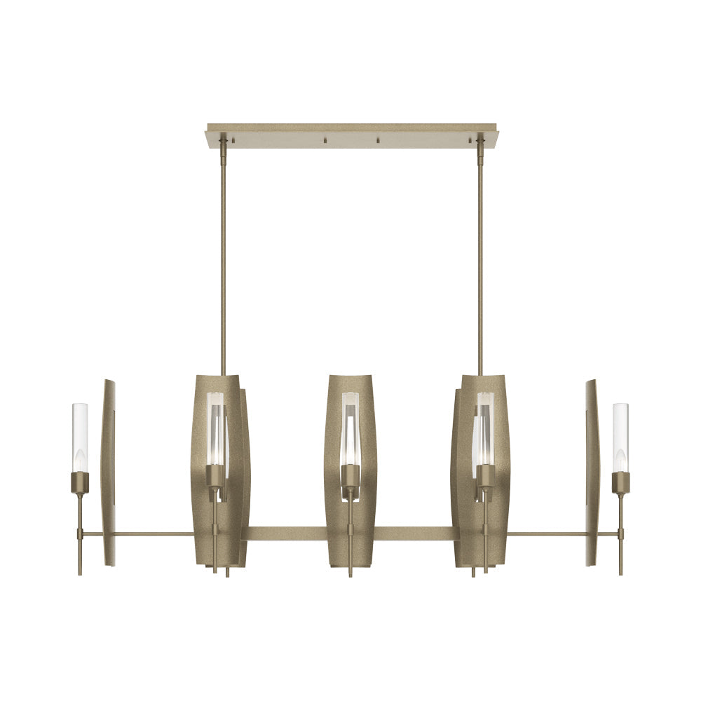 Passage Linear Pendant Light in Soft Gold/Clear Glass.