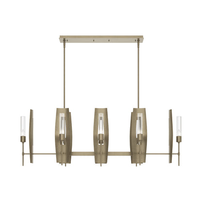 Passage Linear Pendant Light in Soft Gold/Clear Glass.