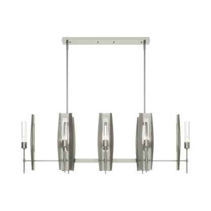 Passage Linear Pendant Light in Sterling/Clear Glass.