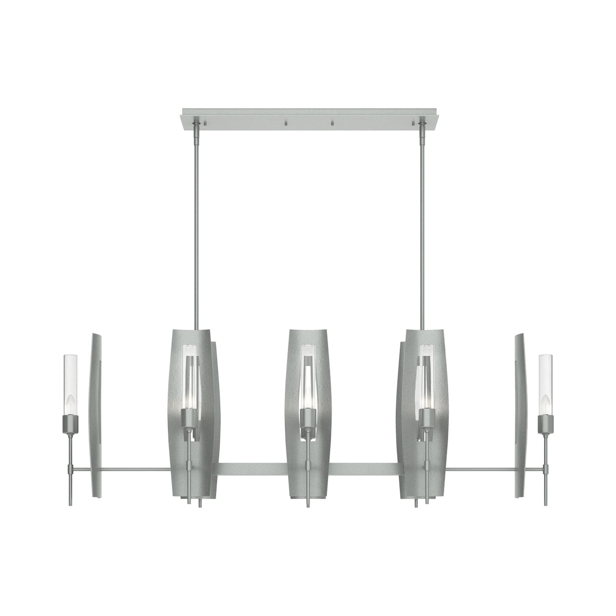 Passage Linear Pendant Light in Vintage Platinum/Clear Glass.