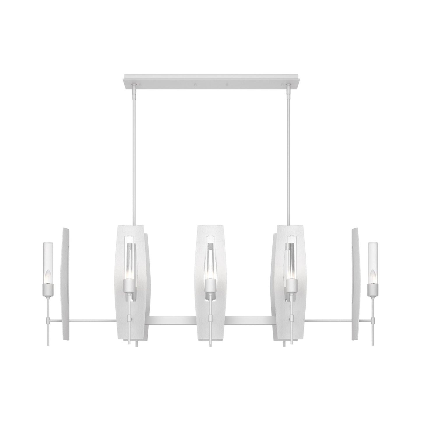 Passage Linear Pendant Light in White/Clear Glass.