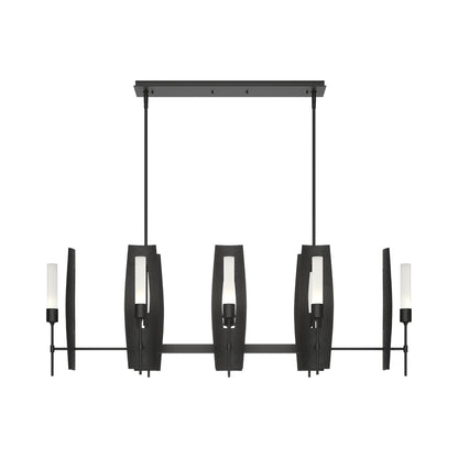 Passage Linear Pendant Light in Black/Frosted Glass.