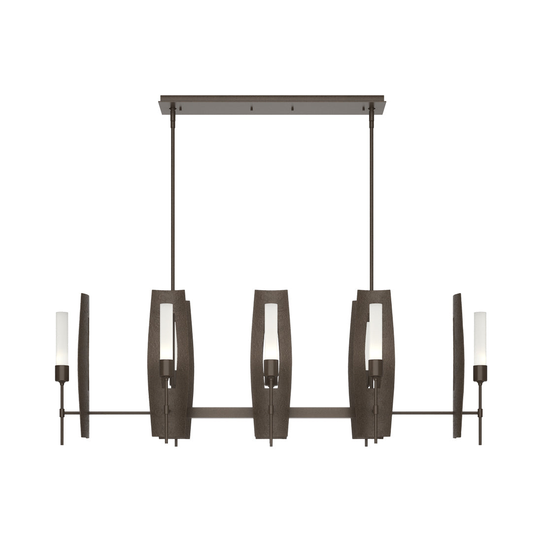 Passage Linear Pendant Light in Bronze/Frosted Glass.