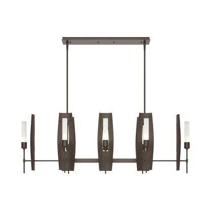 Passage Linear Pendant Light in Bronze/Frosted Glass.