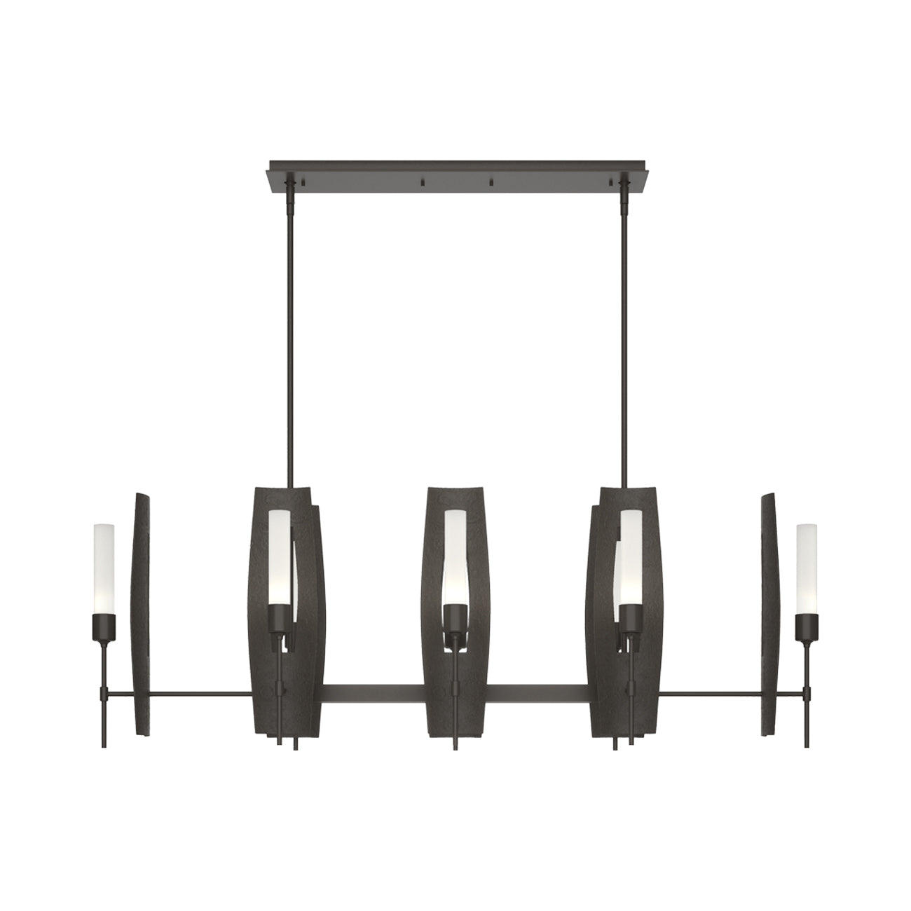 Passage Linear Pendant Light in Dark Smoke/Frosted Glass.