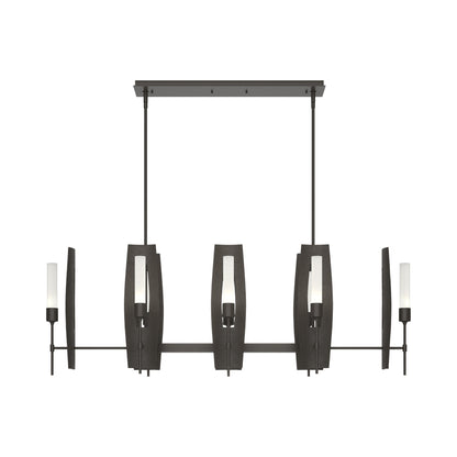 Passage Linear Pendant Light in Dark Smoke/Frosted Glass.