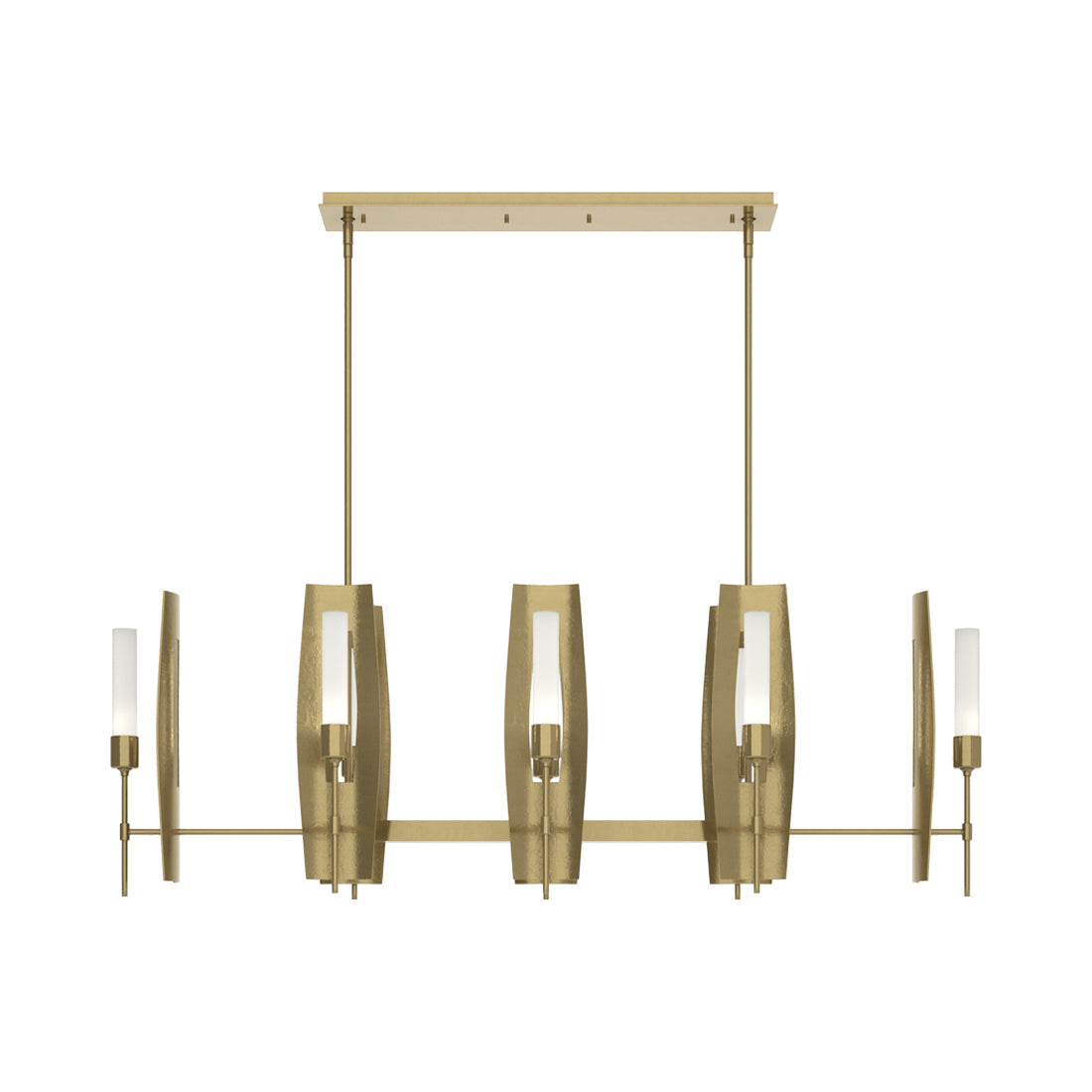 Passage Linear Pendant Light in Modern Brass/Frosted Glass.
