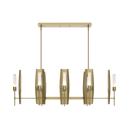 Passage Linear Pendant Light in Modern Brass/Frosted Glass.