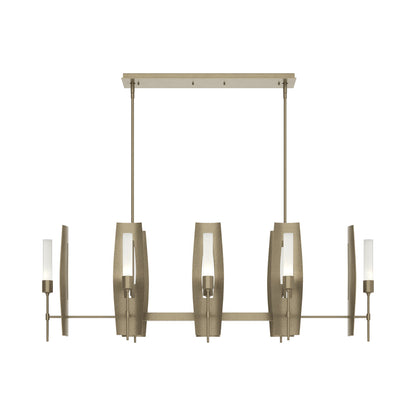 Passage Linear Pendant Light in Soft Gold/Frosted Glass.