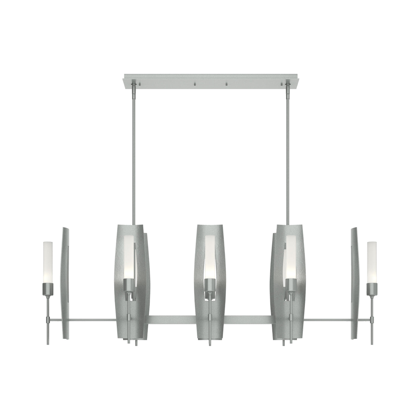 Passage Linear Pendant Light in Vintage Platinum/Frosted Glass.