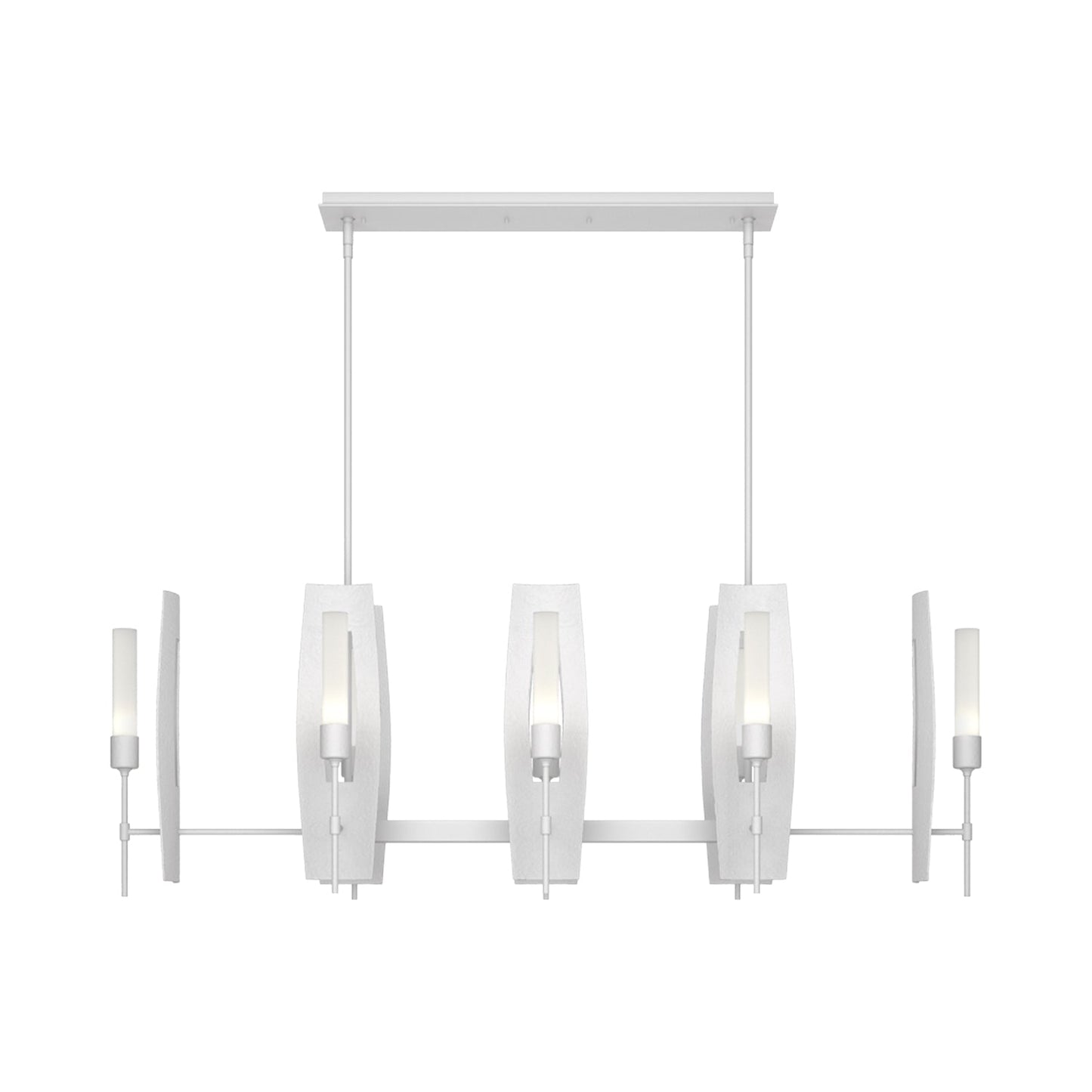 Passage Linear Pendant Light in White/Frosted Glass.