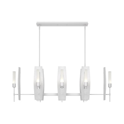 Passage Linear Pendant Light in White/Frosted Glass.