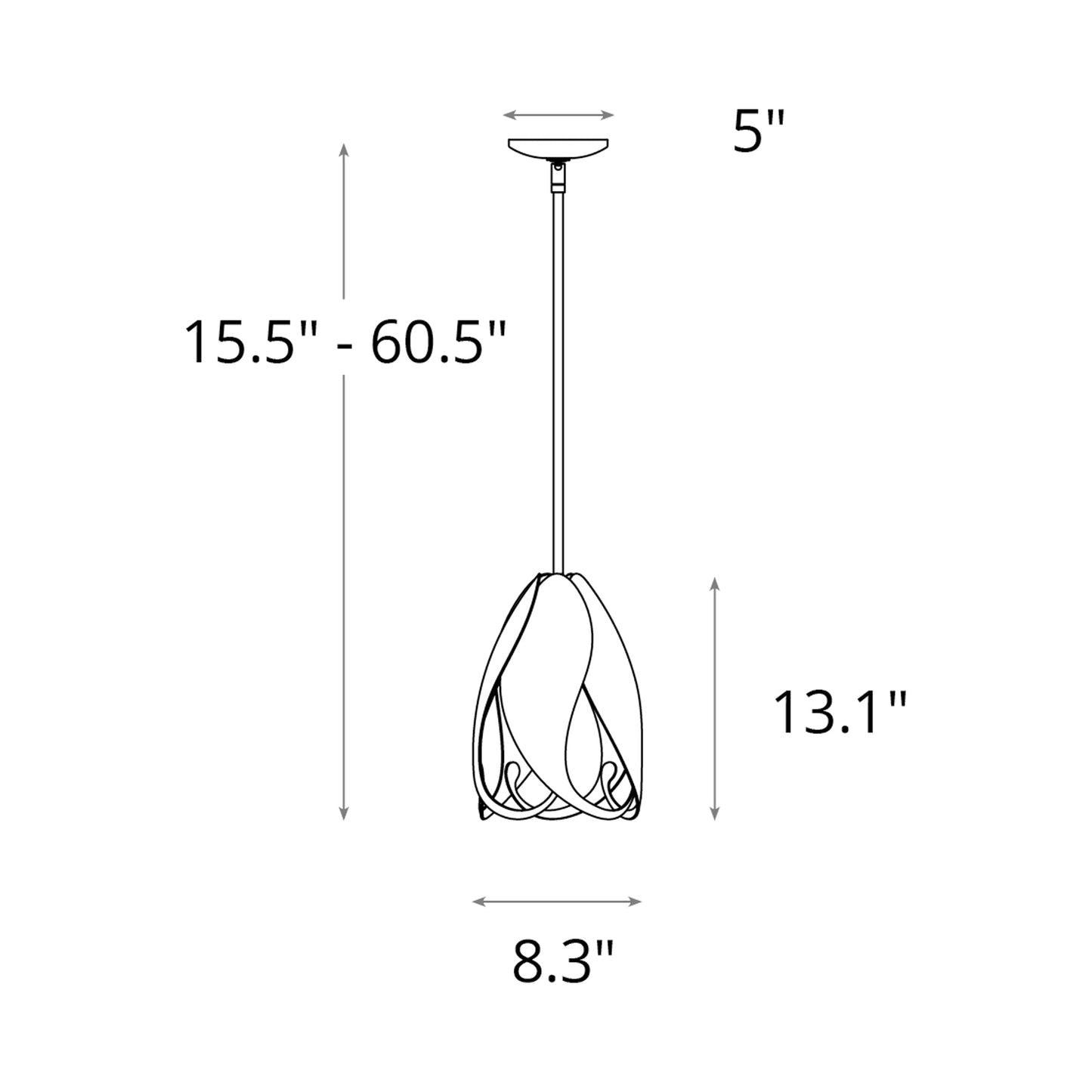 Pental Pendant Light - line drawing.
