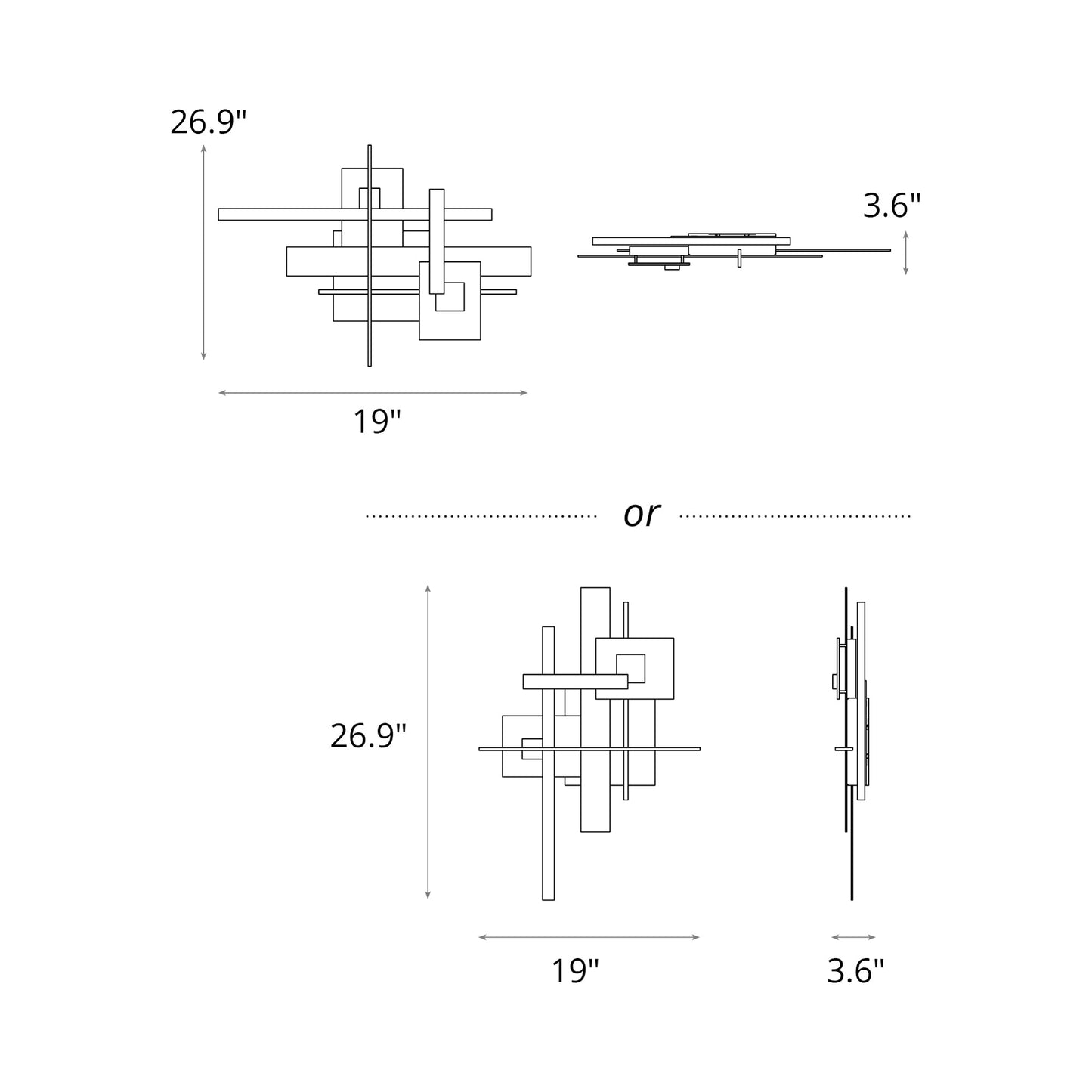Planar LED Wall Light - line drawing.