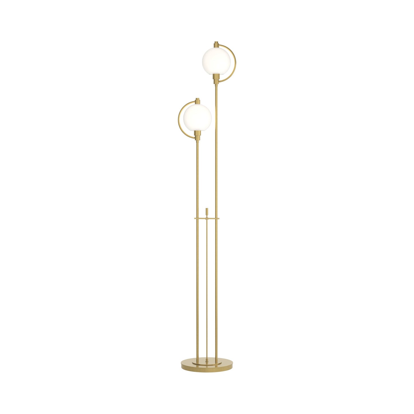 Pluto Floor Lamp in Modern Brass (Opal Glass).
