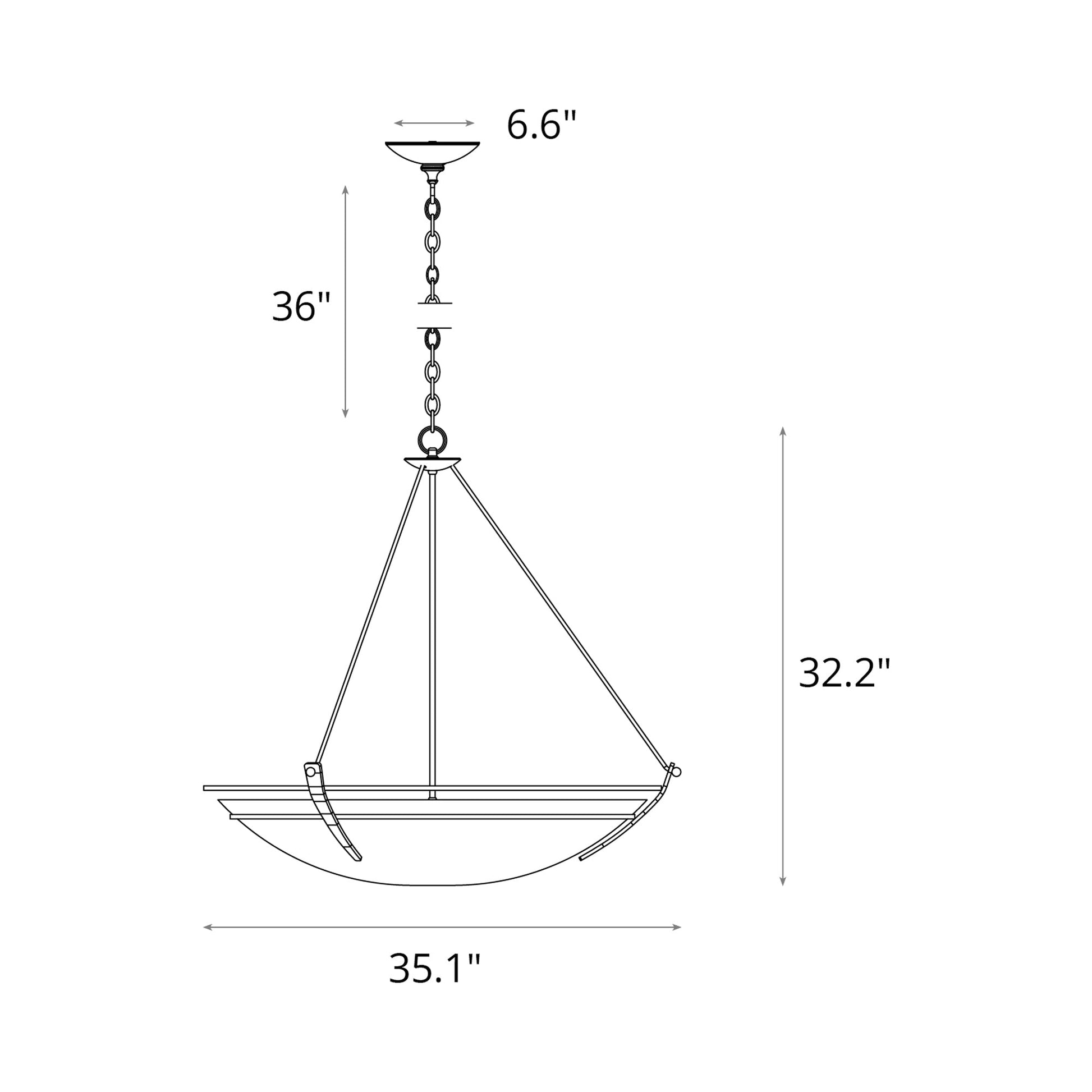 Presidio Tryne Pendant Light - line drawing.