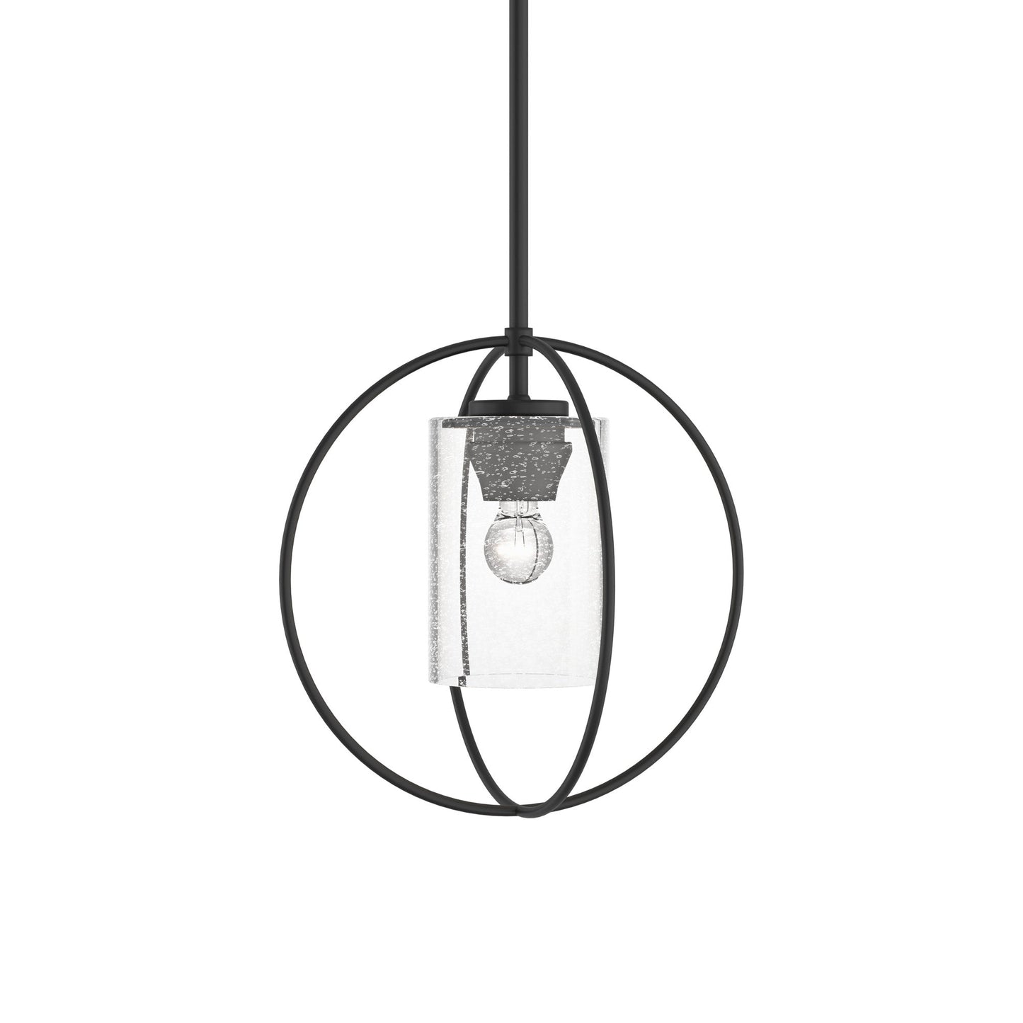 Rhythm Pendant Light in Black (Seeded Clear Glass).