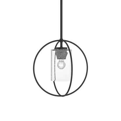 Rhythm Pendant Light in Black (Seeded Clear Glass).