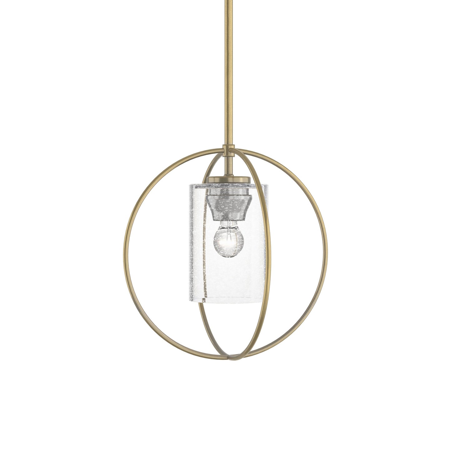 Rhythm Pendant Light in Modern Brass (Seeded Clear Glass).