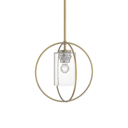 Rhythm Pendant Light in Modern Brass (Seeded Clear Glass).