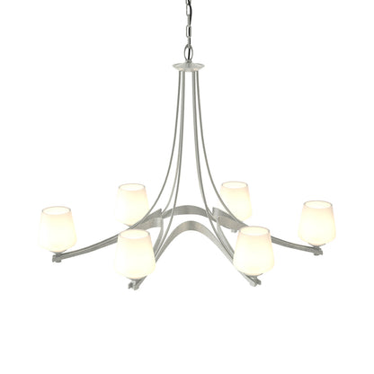 Ribbon Oval Chandelier in Vintage Platinum/Opal Glass.