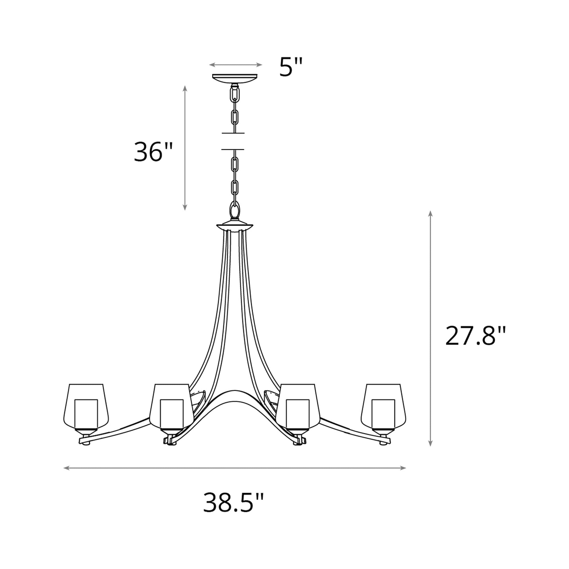 Ribbon Oval Chandelier - line drawing.