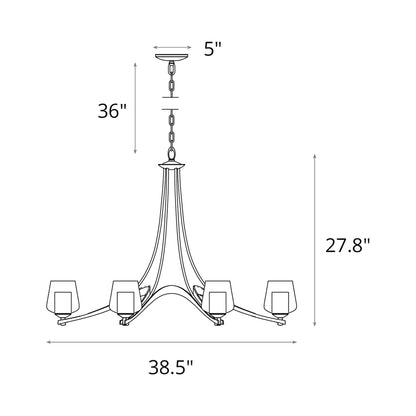 Ribbon Oval Chandelier - line drawing.