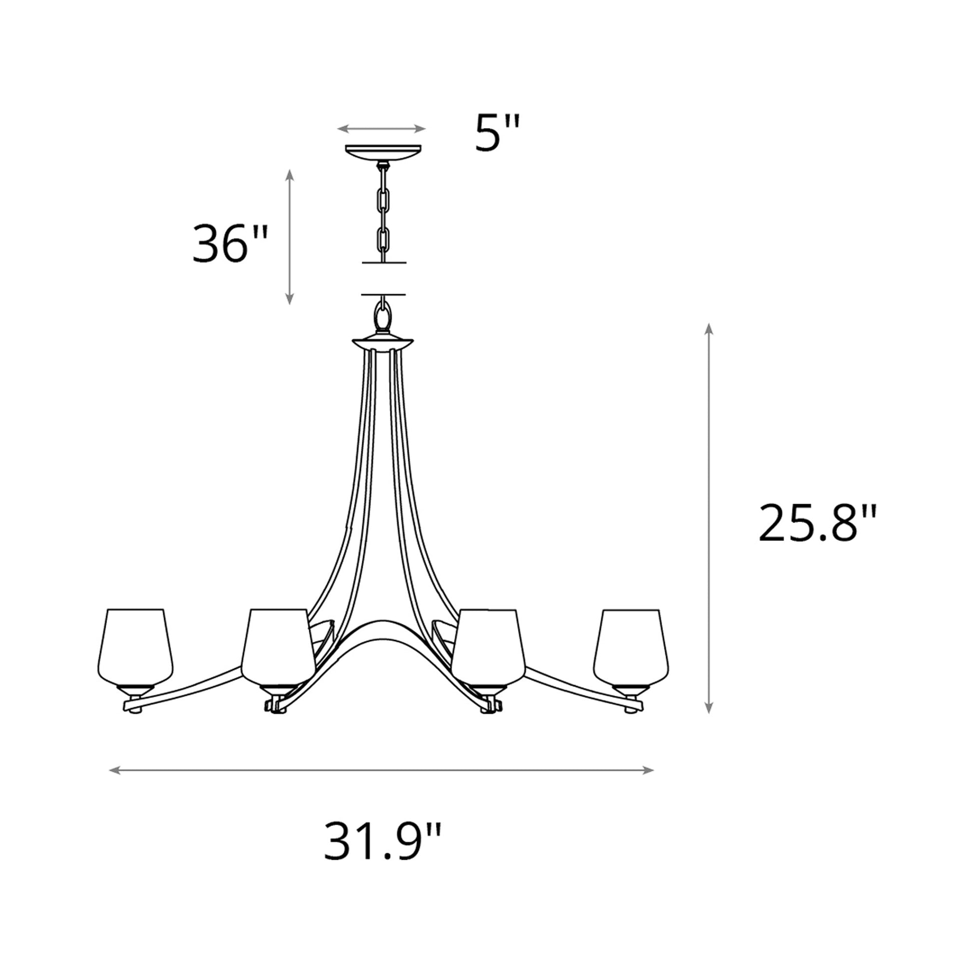 Ribbon Oval Chandelier - line drawing.