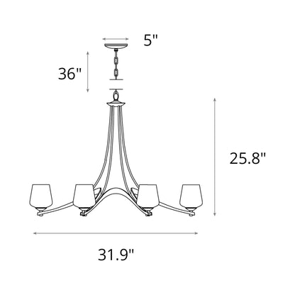 Ribbon Oval Chandelier - line drawing.