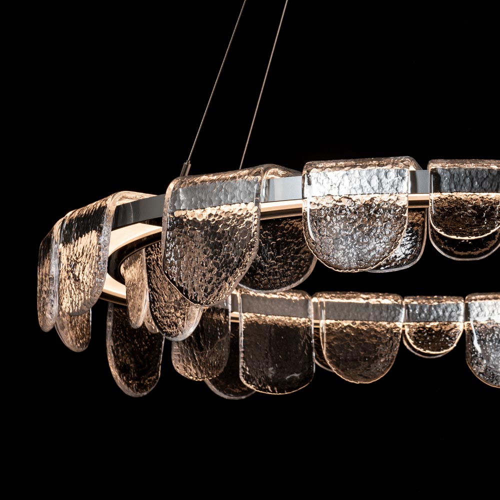 Riverbed Circular LED Pendant Light in Detail.