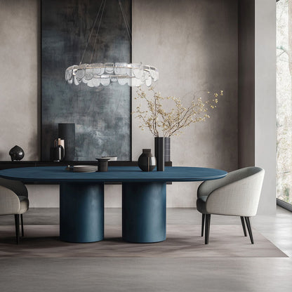 Riverbed Circular LED Pendant Light in dining room.