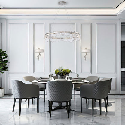 Riverbed Circular LED Pendant Light in dining room.