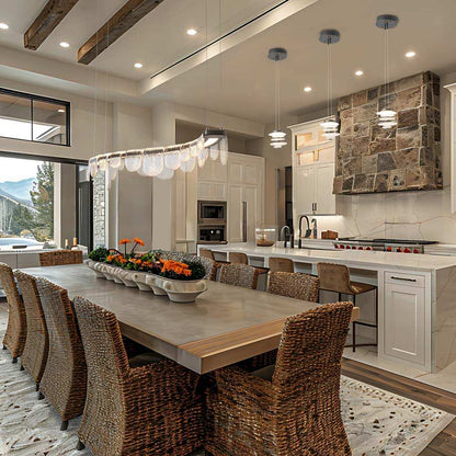 Riverbed LED Pendant Light in dining room.