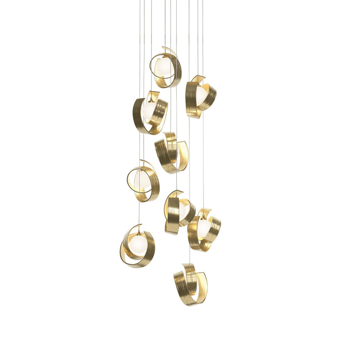 Riza Pendant Light in Modern Brass (Long/ 9-Light).